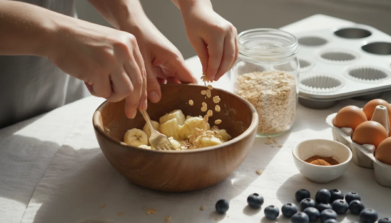 Healthy Banana Oat Toddler Muffins Recipe | I'm the Chef Too