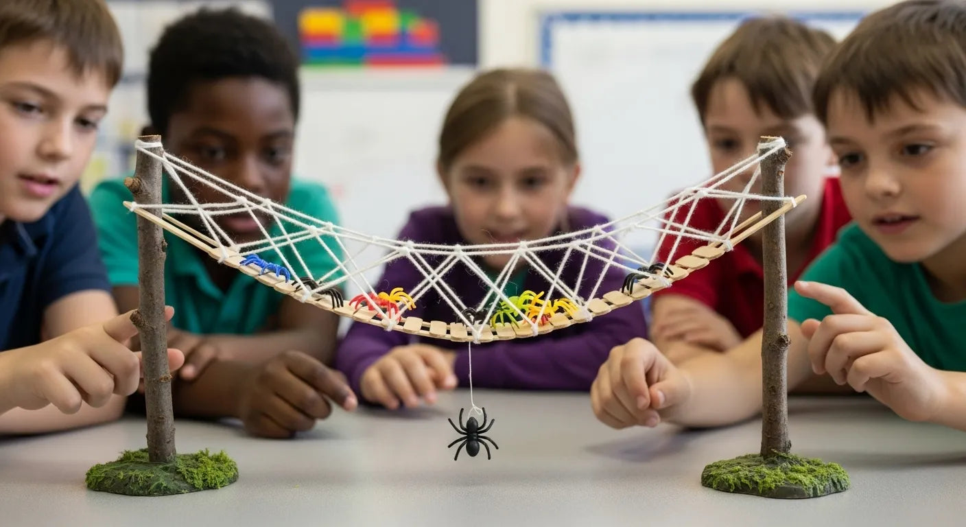 Bridge Spinder Spider Web Bridge STEM Challenge: Fun Engineering Activity