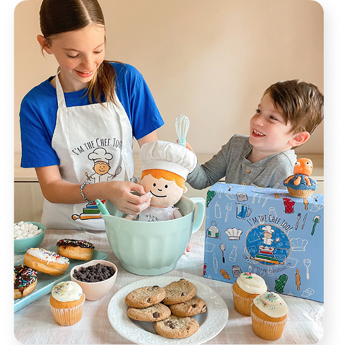 Happy family baking
