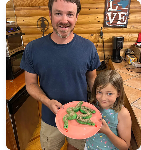 Happy family baking